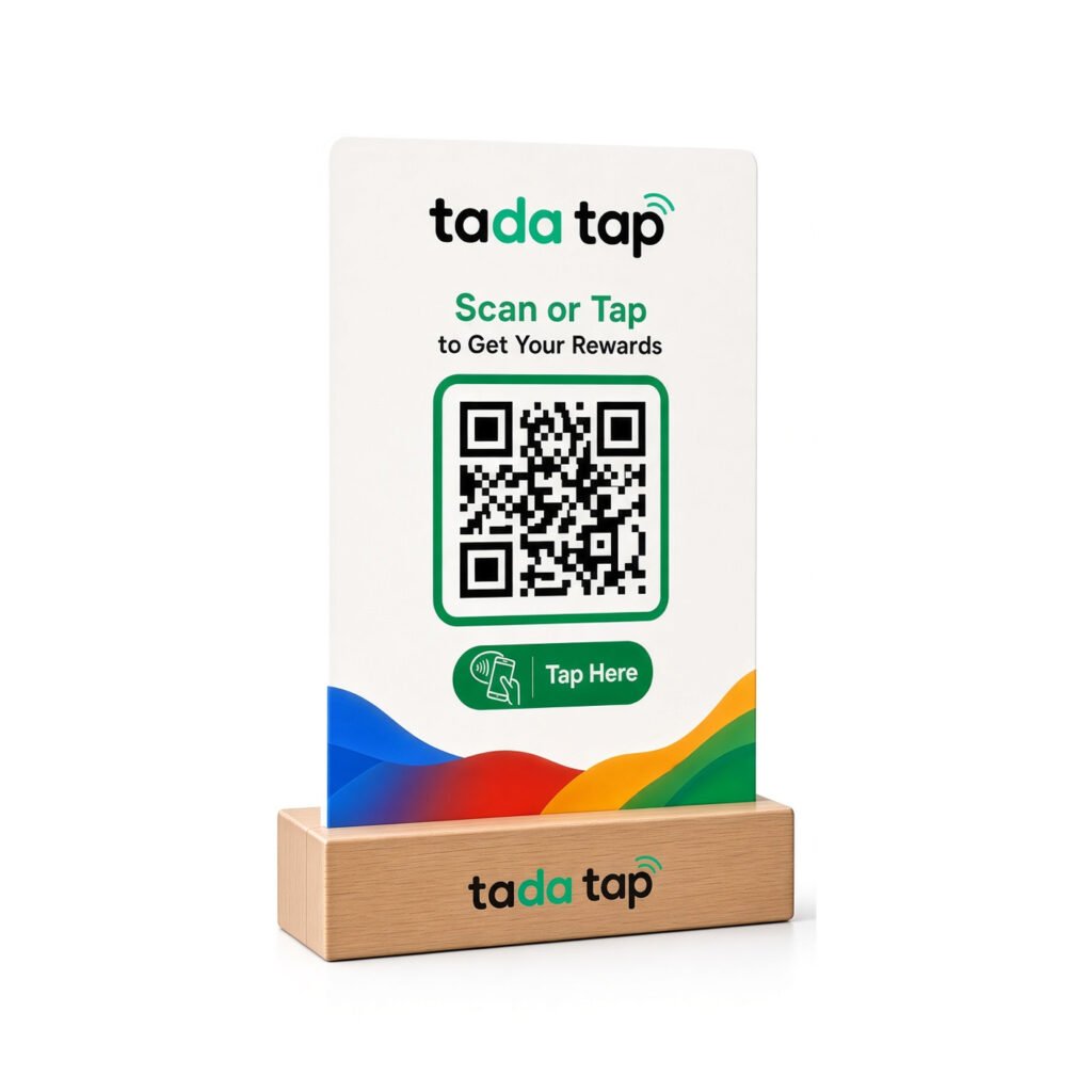 Tada Tap All-in-One Multi Link Stand – NFC and QR code countertop stand for restaurants and cafés